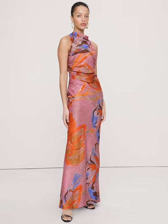 Banana Republic Dresses & Skirts - Banana Republic Pink Orange Blue Abstract Halter Maxi Dress